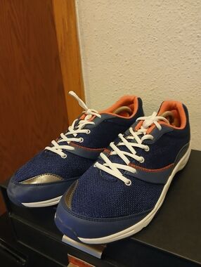 Vionic Kona Women's Walking Shoes Size 11 Wide Navy Blue Coral Orthotic Comfort